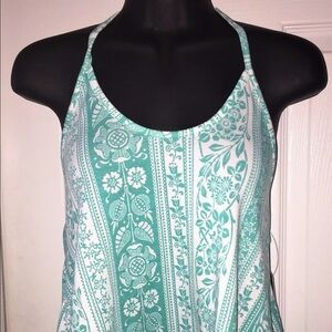 Ocean Drive Green Floral Halter Top Shirt Sz M NWT